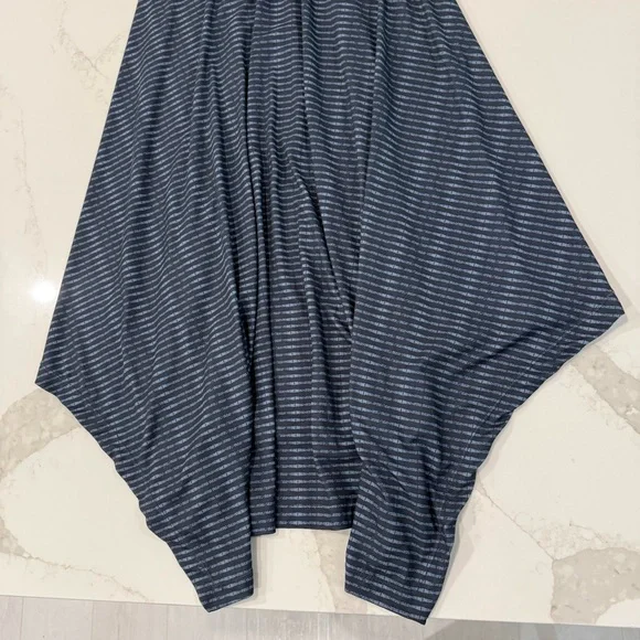 prAna Saxon Racerback Halter Asymmetrical Dress Womens Small Navy Blue Striped - Picture 6 of 10